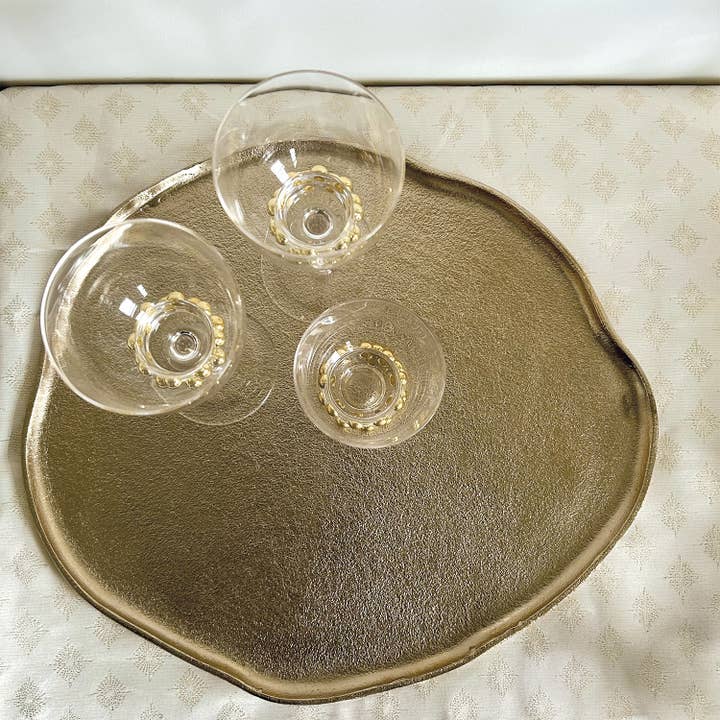 Opjet Paris - Wholesale Drinking Glass/Cup - Gold Pearl Cup Glass D12.2 H16.3cm2