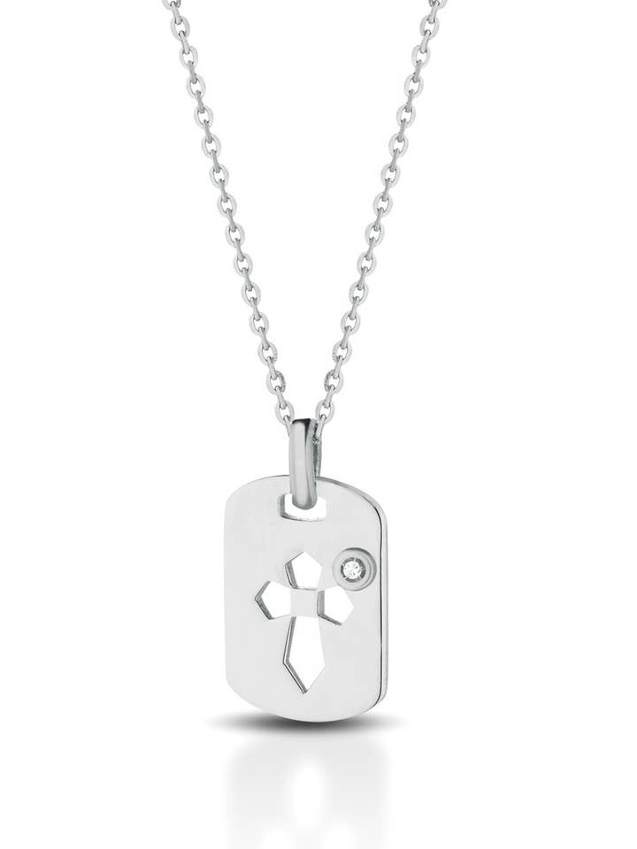 COLLANA CON PENDENTE PIASTRINA CORONA TRAFORATA per la vendita all'ingrosso da parte di Melissa jewels