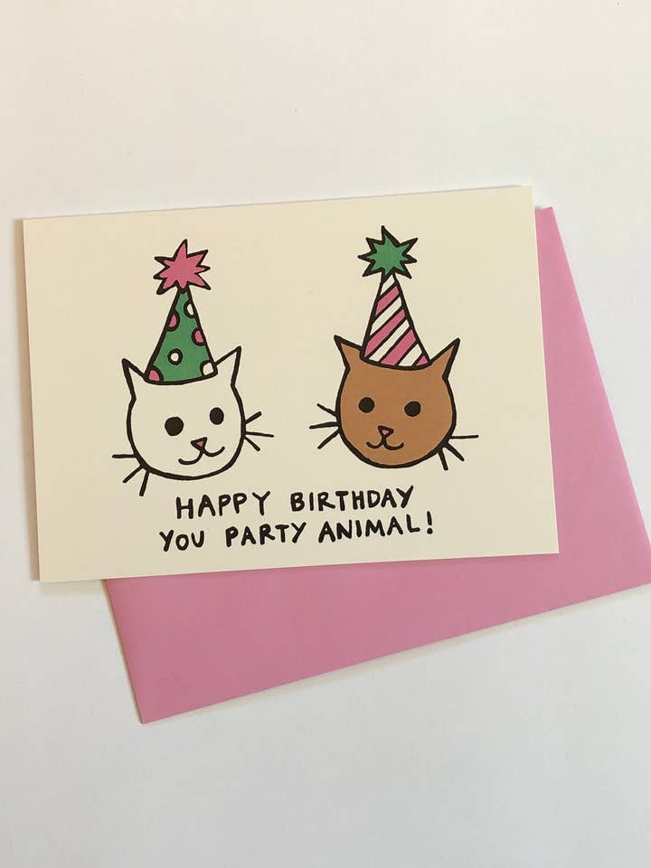 Party Cats, Birthday Card for wholesale by Marigold Paper