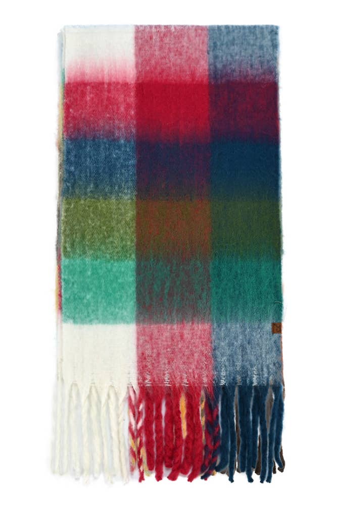 Hana - Wholesale Scarf - Women's - C.C Multi Color Block Plaid Check Pattern Woven Winter Scarf2