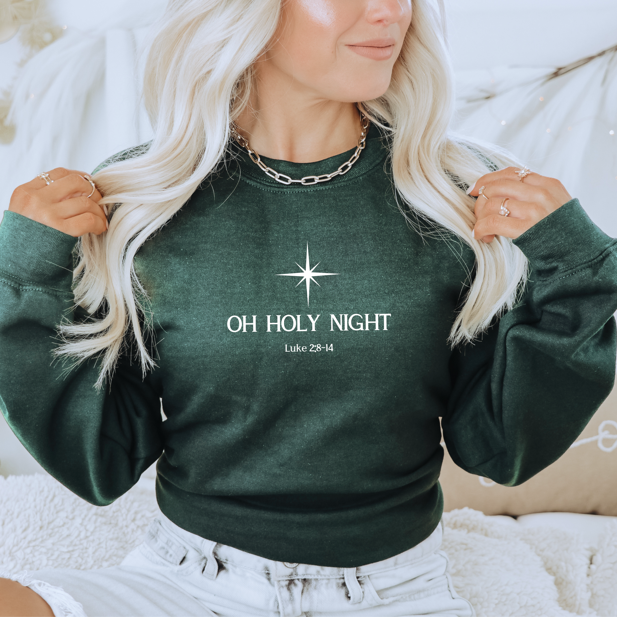 Faith & Life Christian Brands – wholesale Graphic sweatshirt – Women’s –  Oh Holy Night Christian Christmas Cozy Crewneck Sweatshirt10