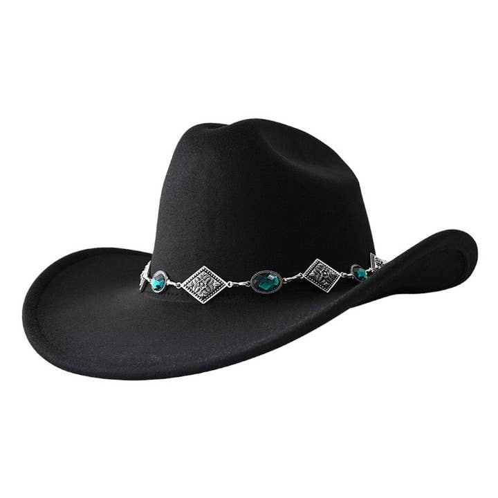Oval sten antik metallband solid cowboy Fedora Panama hatt för wholesale av Shopping2help