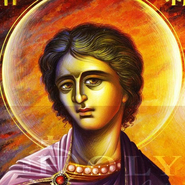 Saint Phanourios icon, Handmade Greek Orthodox icon St Fanourios, Byzantine art wall hanging wood plaque icon, religious decor for wholesale by TheHolyArt