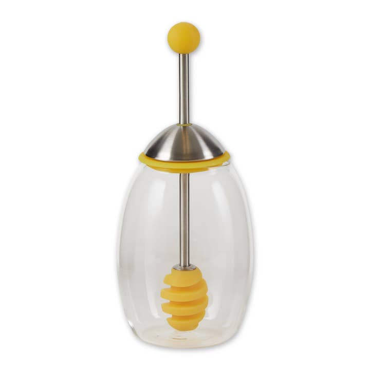 Pot à miel avec trempette en silicone - Jaune pour la vente par RSVP International