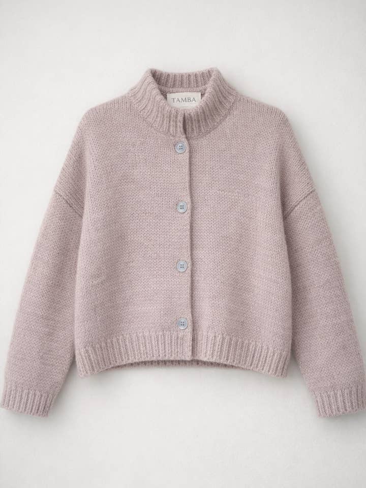 TAMBA - Wholesale Cardigan - Women's - Angora alpaca cardigan with stand-up collar and button placket18