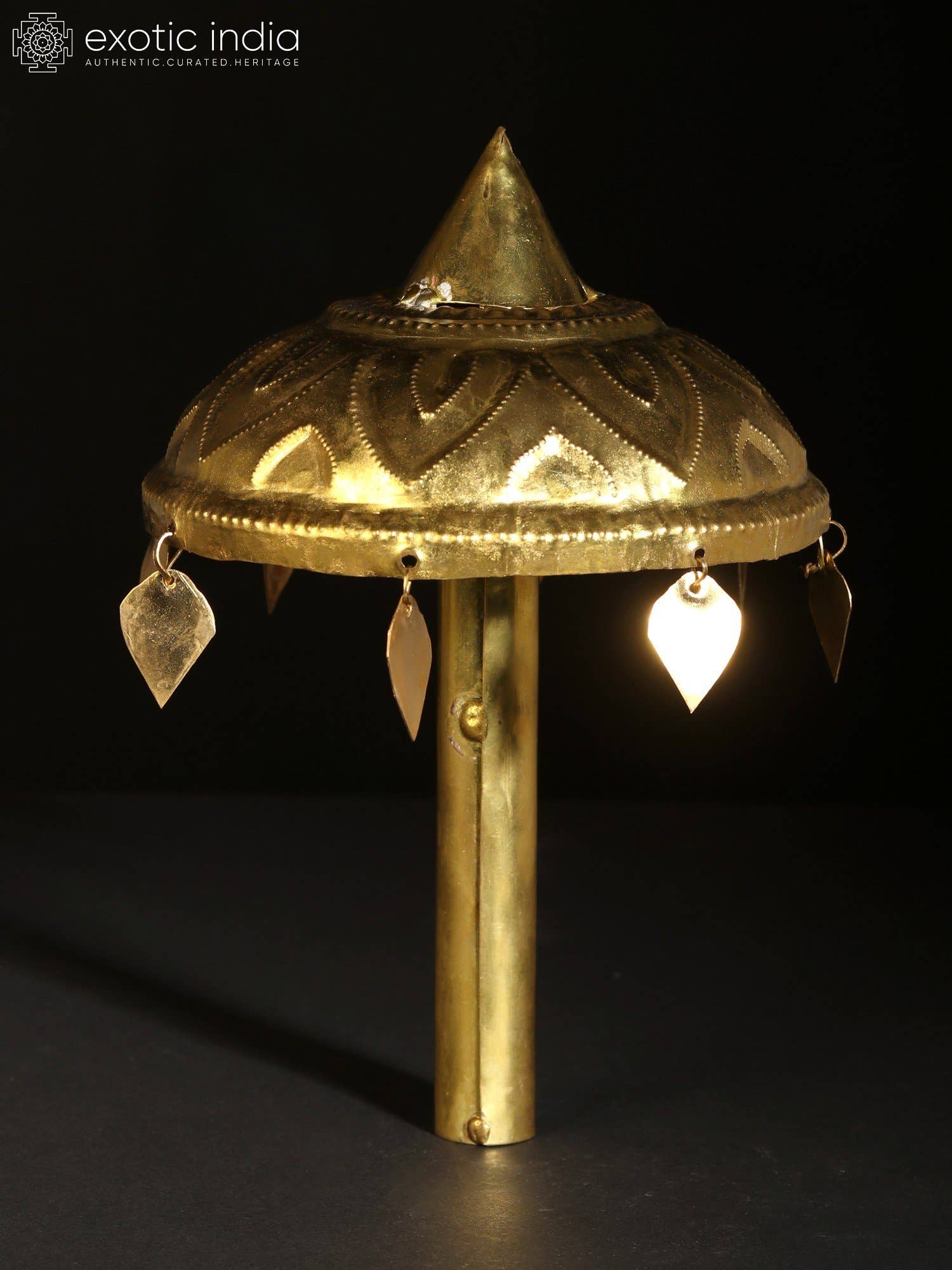 Exotic India Art – wholesale Umbrella – Unisex – 9" Brass Ritual Umbrella for God | Handmade | Ritual Item0