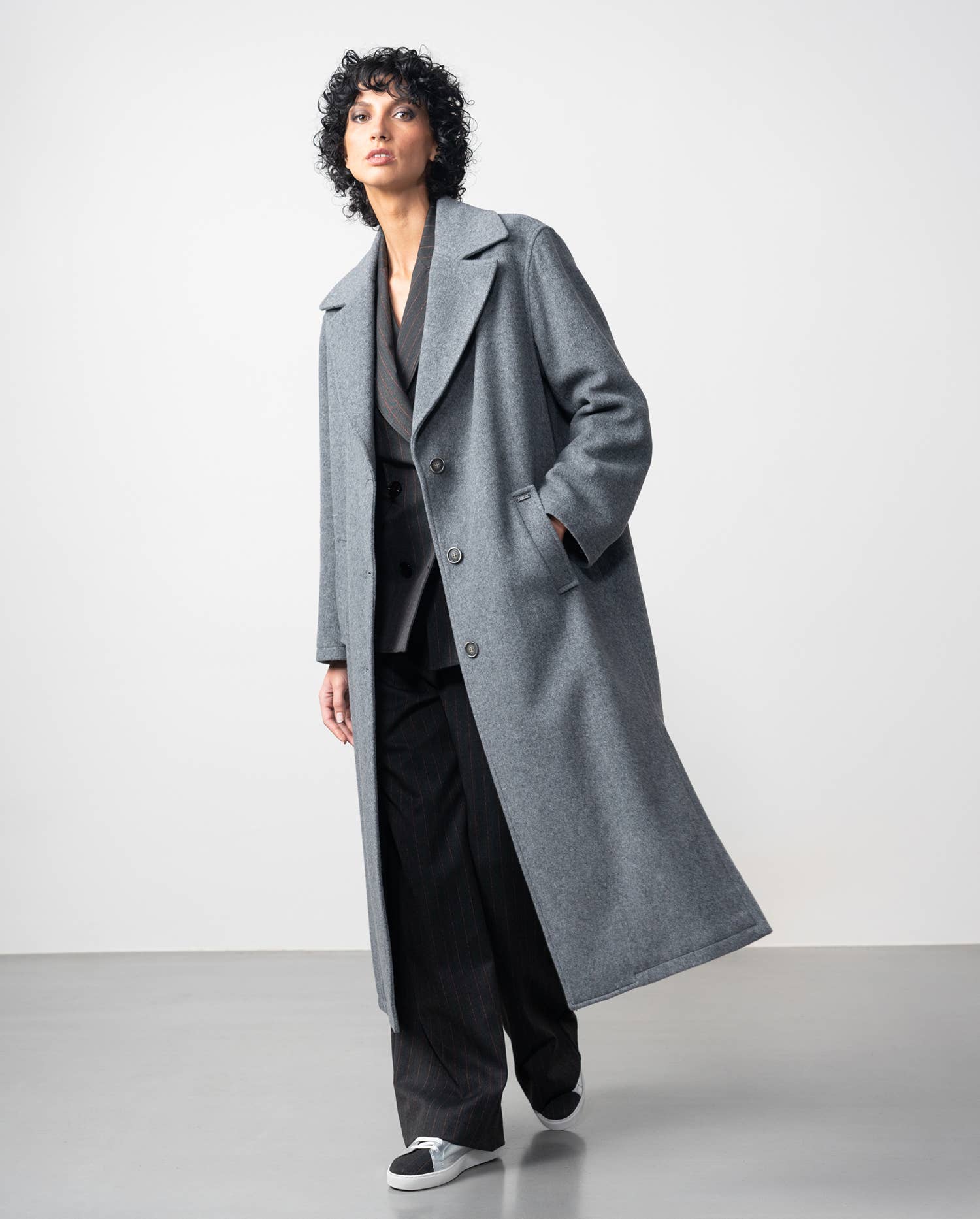 medium grey Long Mouflon Coat for wholesale on Faire5