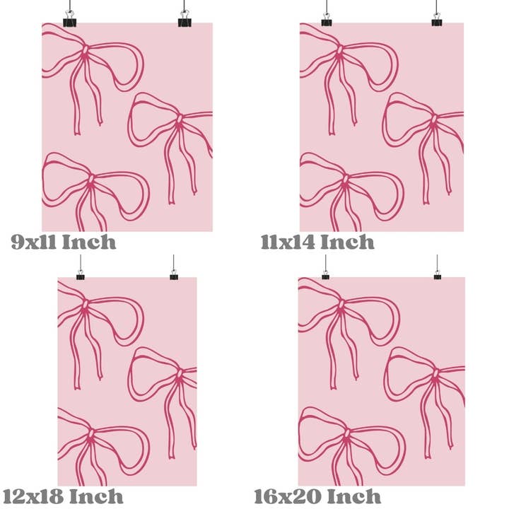 CLM Creative Studio - Wholesale Art Print - Coquette Hand Drawn Pink Bow Wall Art Prints