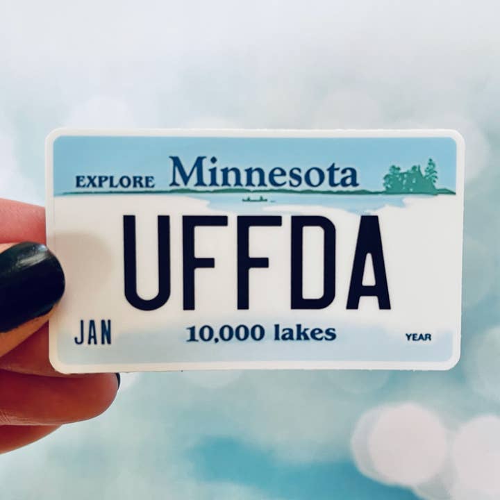 Beckamade - Wholesale Sticker - Minnesota Plate Uffda  Sticker0