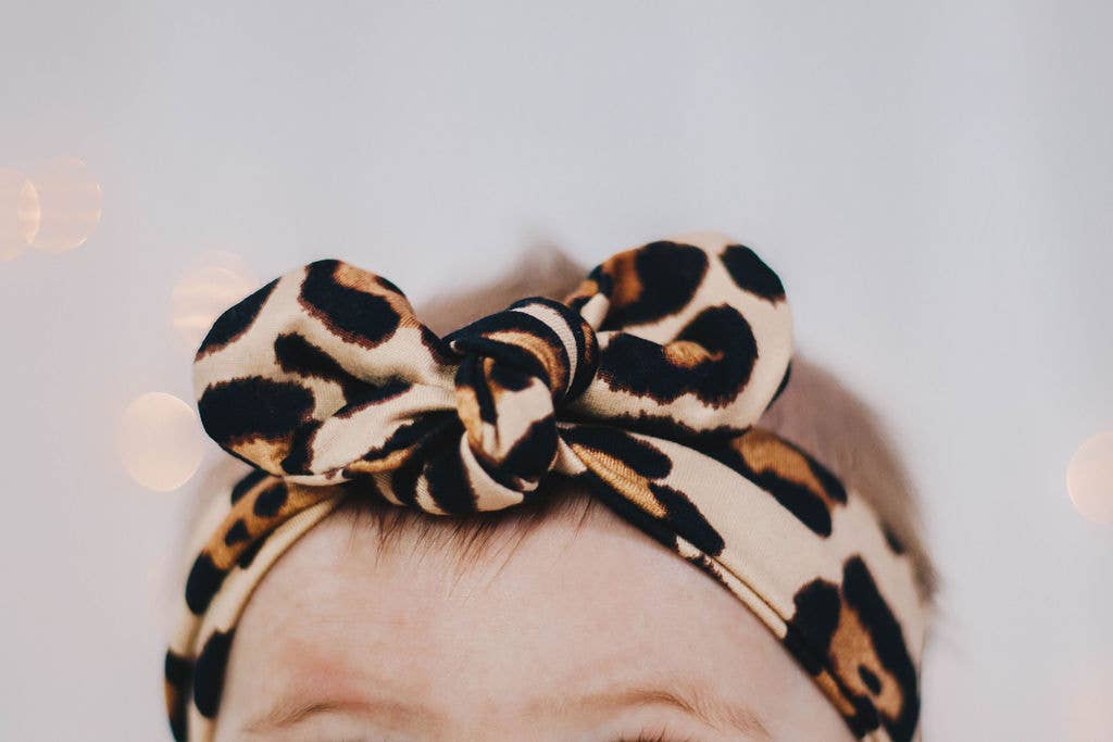 Jena Bug Baby - Wholesale Fashion Headband - Kids - Knot Bow Baby+Toddler Headband - Cheetah1