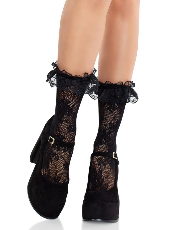 Leg Avenue - Wholesale Socks - Women's - Blossom Lace Ankle Socks