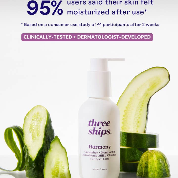 Three Ships (No Duties | Ships from US/CA | USMCA Compliant) - Wholesale Facial Cleanser - TESTER - Harmony Cucumber + Kombucha Microbiome Milky Cleanser - NOT FOR RESALE2