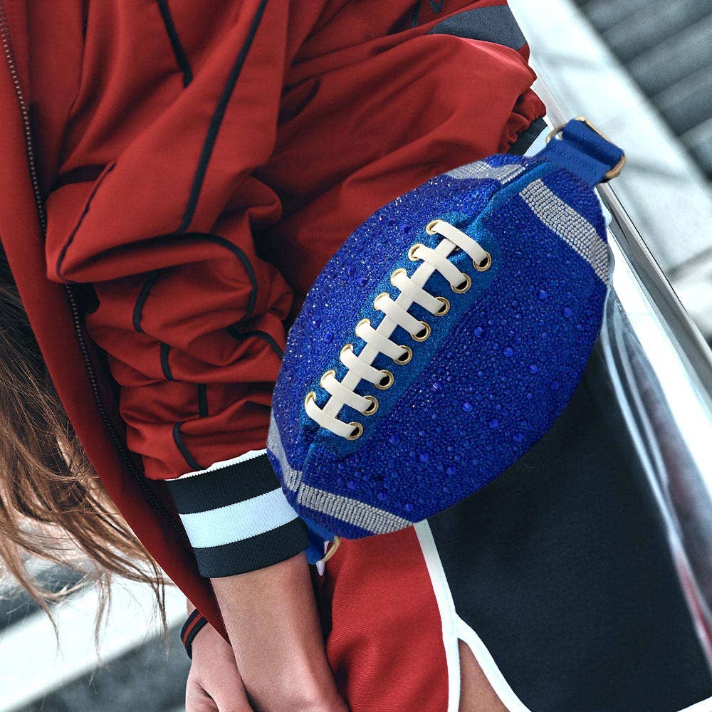 Sensibling Corp. - Wholesale Belt Bag - Women's - Bling Studded Game Day Football Shape Fanny Pack / Sling Bag8