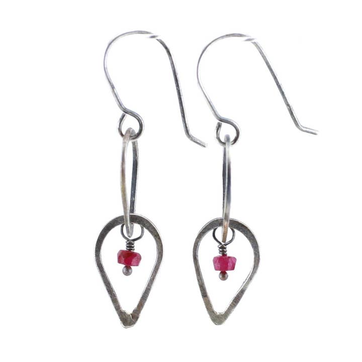 Sterling Silver & Ruby Two Tiered Teardrop Earrings for wholesale by Eric Silva