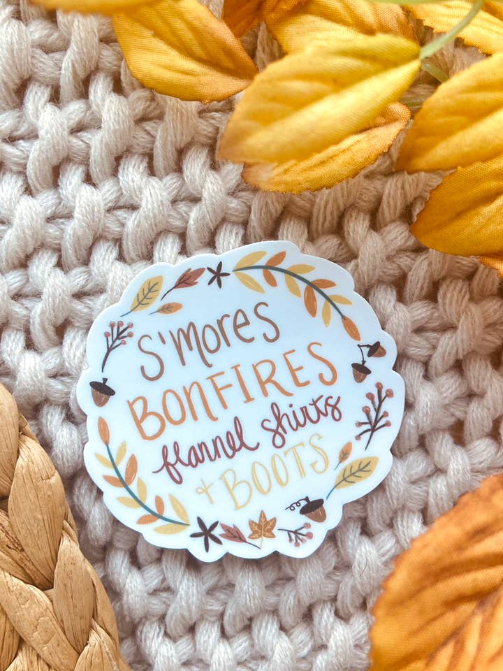 Fall Words Wreath Sticker for wholesale by Makerie Day