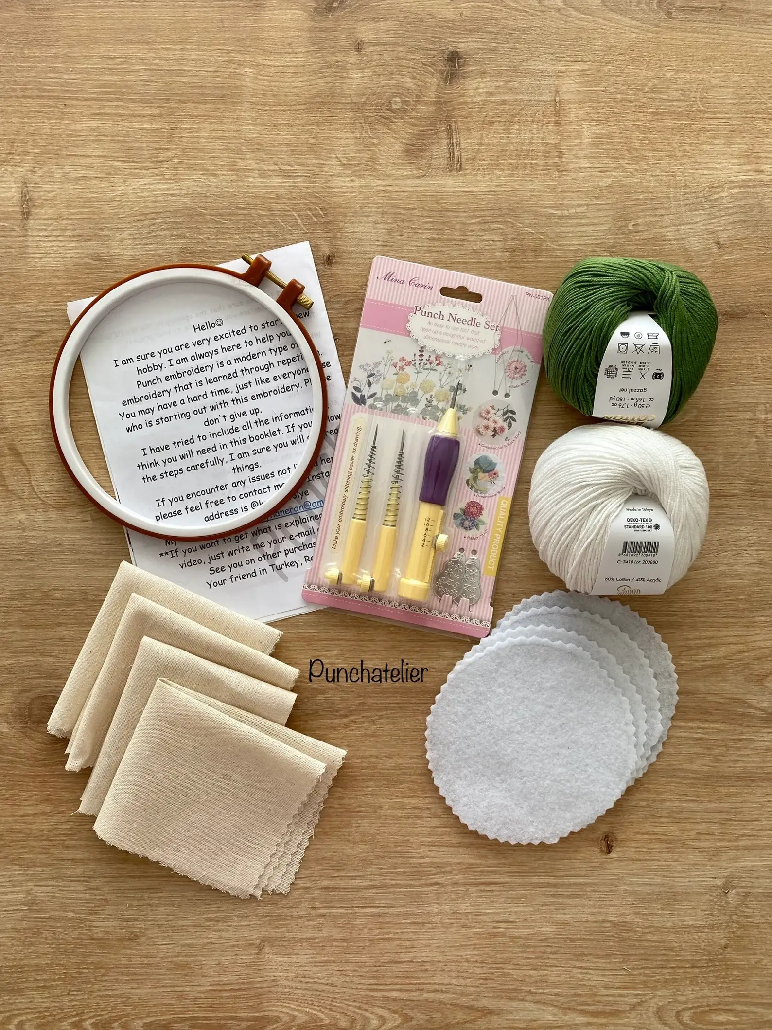 PunchAtelier - Venta al por mayor Material para bordado/punto de cruz - Kit Tufting de Posavasos 4 piezas6