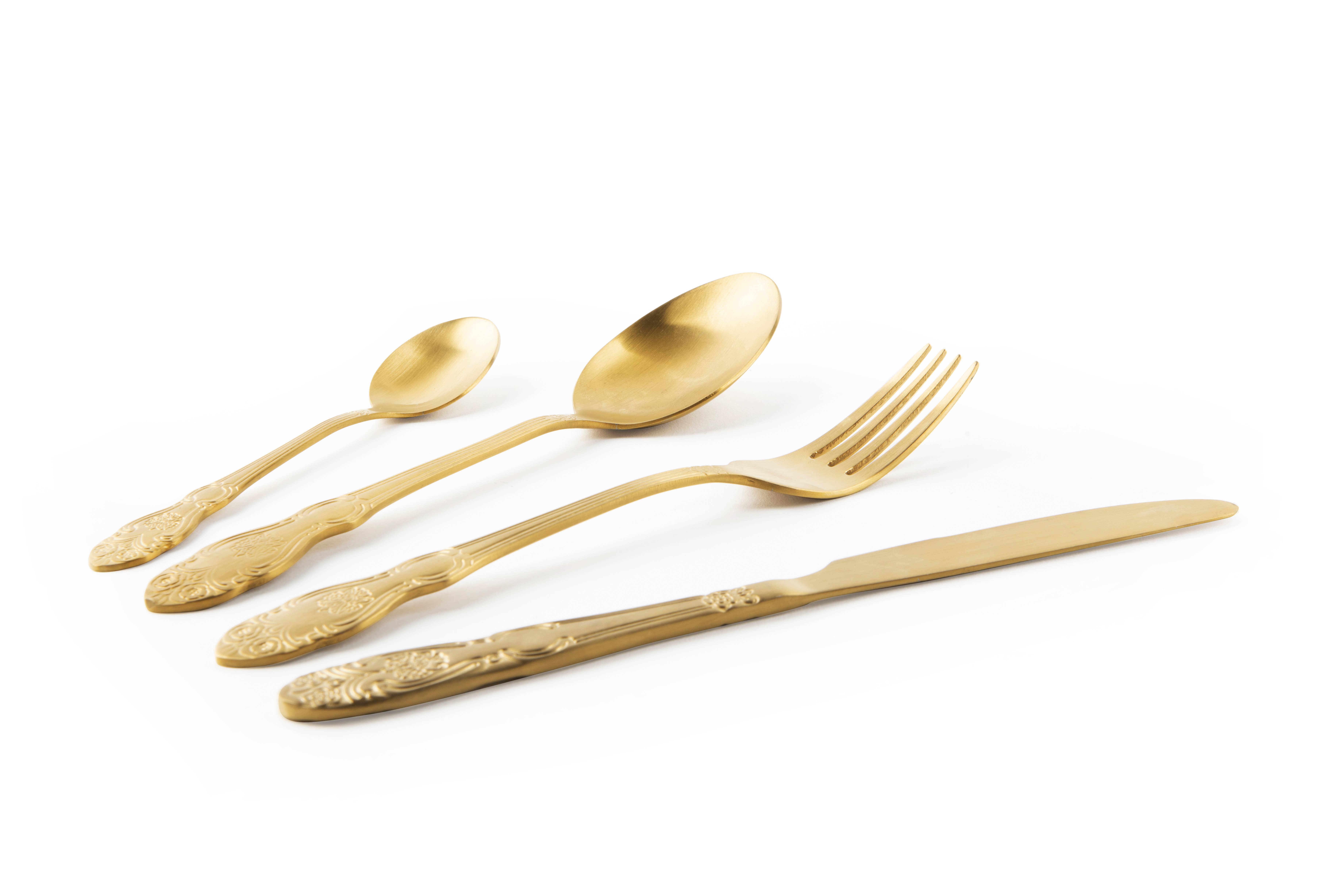 Guld Sæt med 4 barokke bestik i guld for engroshandel på Faire1