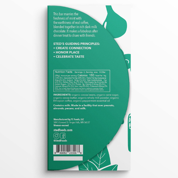 Sted Foods - Wholesale Chocolate Bar - Mint Mocha Dark Milk Chocolate Bar1