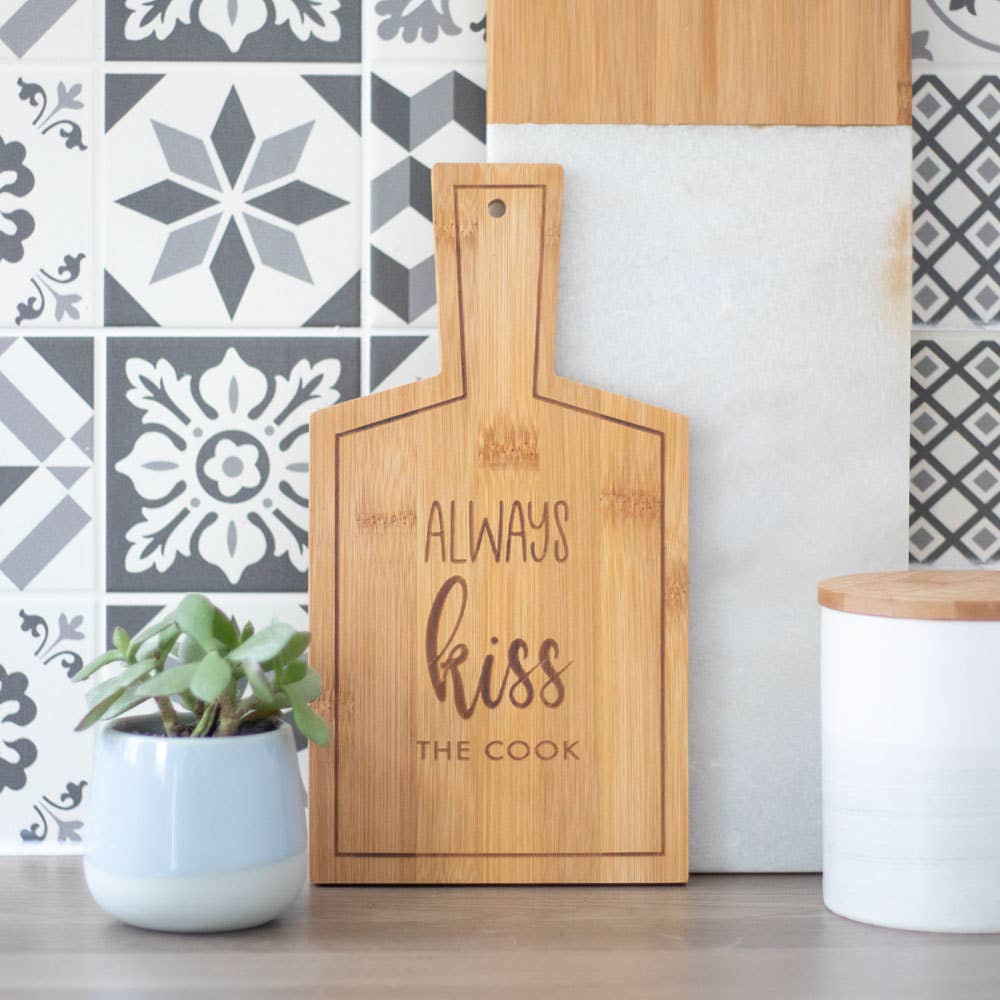 Something Different Wholesale - Wholesale Cutting Board - Kiss the Cook Bamboo Serving Board