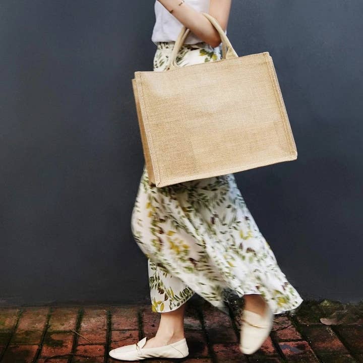 Alo Organic International - Wholesale Tote bag – Unisex - Customized Square Burlap Tote Bag with Your Logo Text Design9