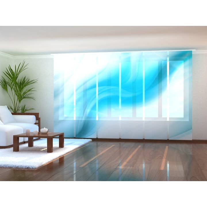 Set of 6 Delicate Blue Abstraction Panel Curtains for wholesale by IlyDecor