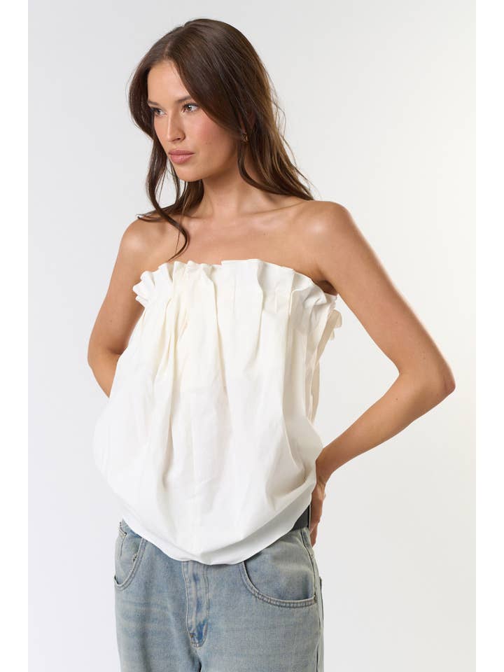 OFF WHITE ILT5239 Pintuck Pleated Tube Top for wholesale on Faire
