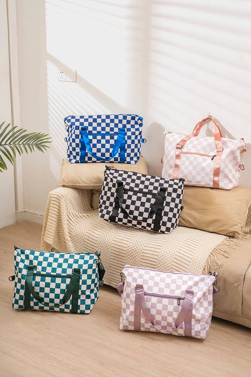 42POPS - Wholesale Shoulder Bag - Women's - `.Large Capacity Checkered Travel Duffle Bag With Sho6