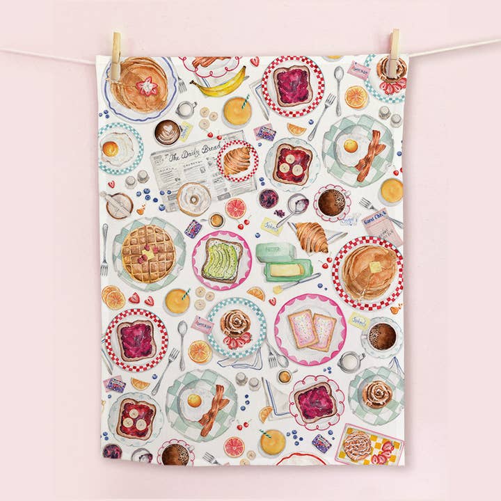 Breakfast Spread Tea Towel for wholesale by Cami Monet