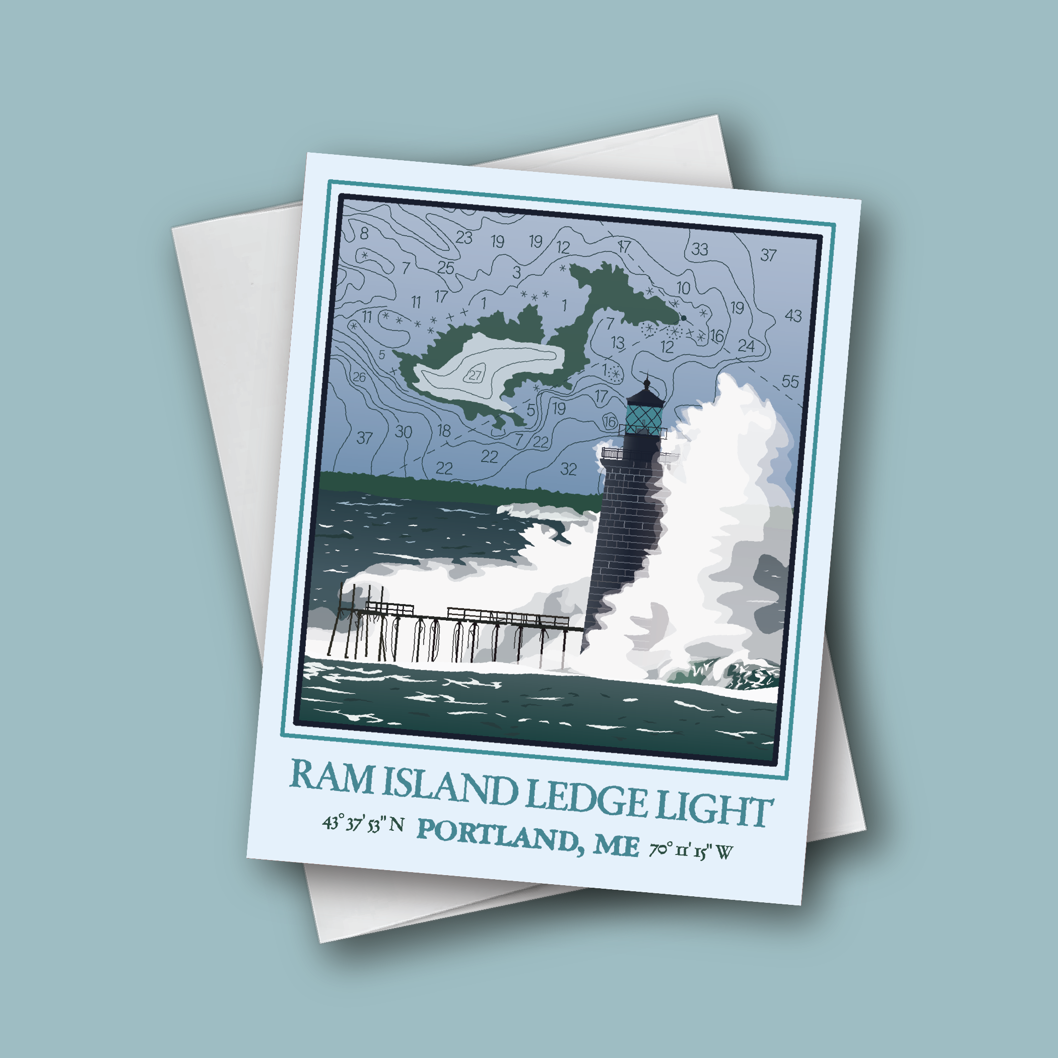 Abby Clark Creative - Wholesale Everyday Greeting Card - Portland Lighthouses - Greeting Card Set of 5 (A2)5