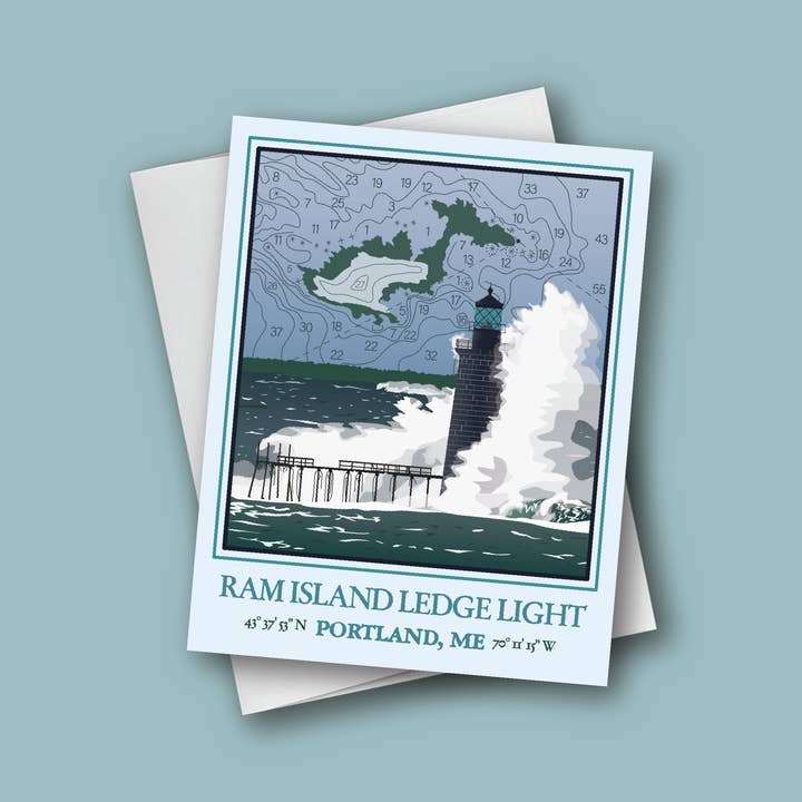 Abby Clark Creative - Wholesale Everyday Greeting Card - Portland Lighthouses - Greeting Card Set of 5 (A2)5
