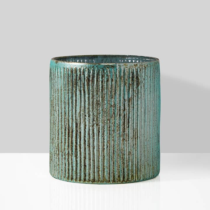 Jamali Garden - Wholesale Vase - 5in Verdigris Glass Cylinder Vase