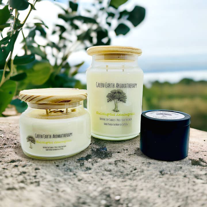 Eucalyptus Lemongrass Natural Soy Candles for wholesale by Green Earth Aromatherapy