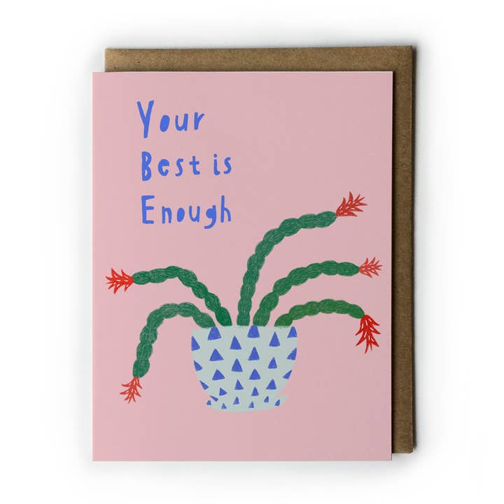 Christmas Cactus Your Best is Enough Encouragement Card for wholesale by Honeyberry Studios
