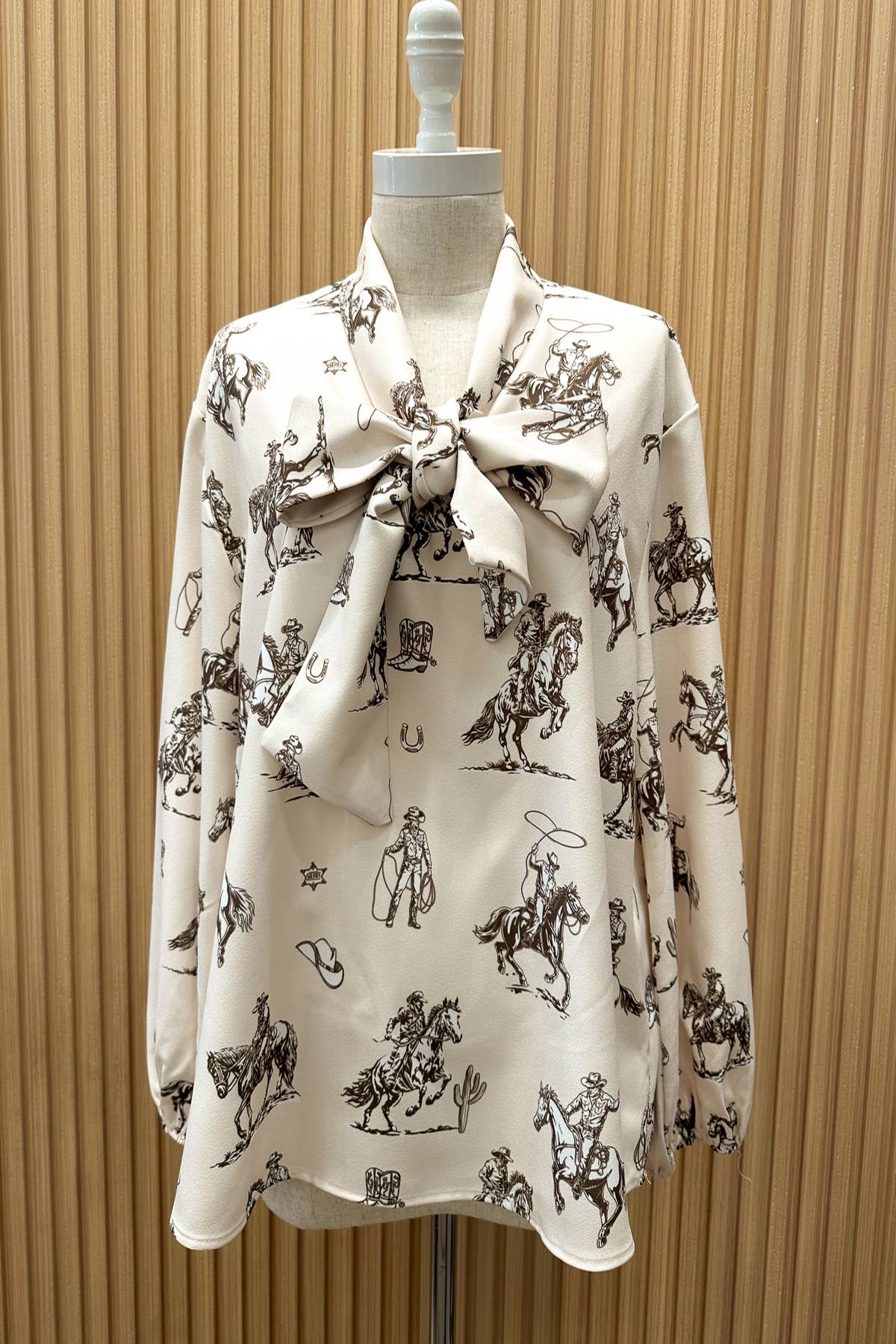 Multi Colored T1629-5302-Western Sheriff Cowboy Print Blouse for wholesale on Faire3