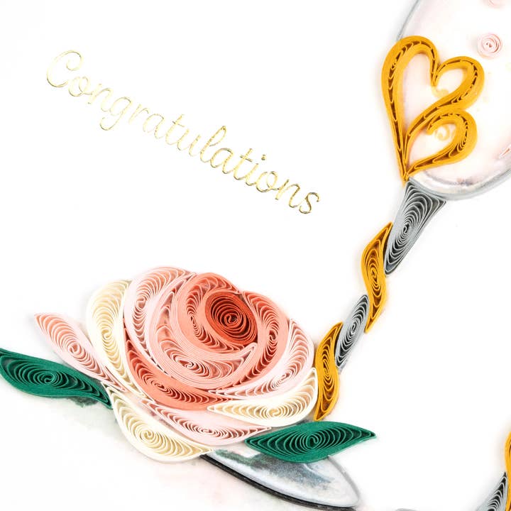 Quilling Card - Vendita all'ingrosso Partecipazioni di nozze - Flute per tostatura di nozze1