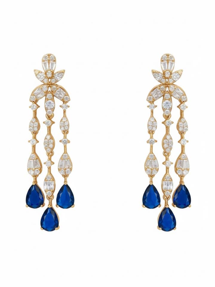 Duchess Sapphire Drop Earrings Gold for wholesale by Latelita