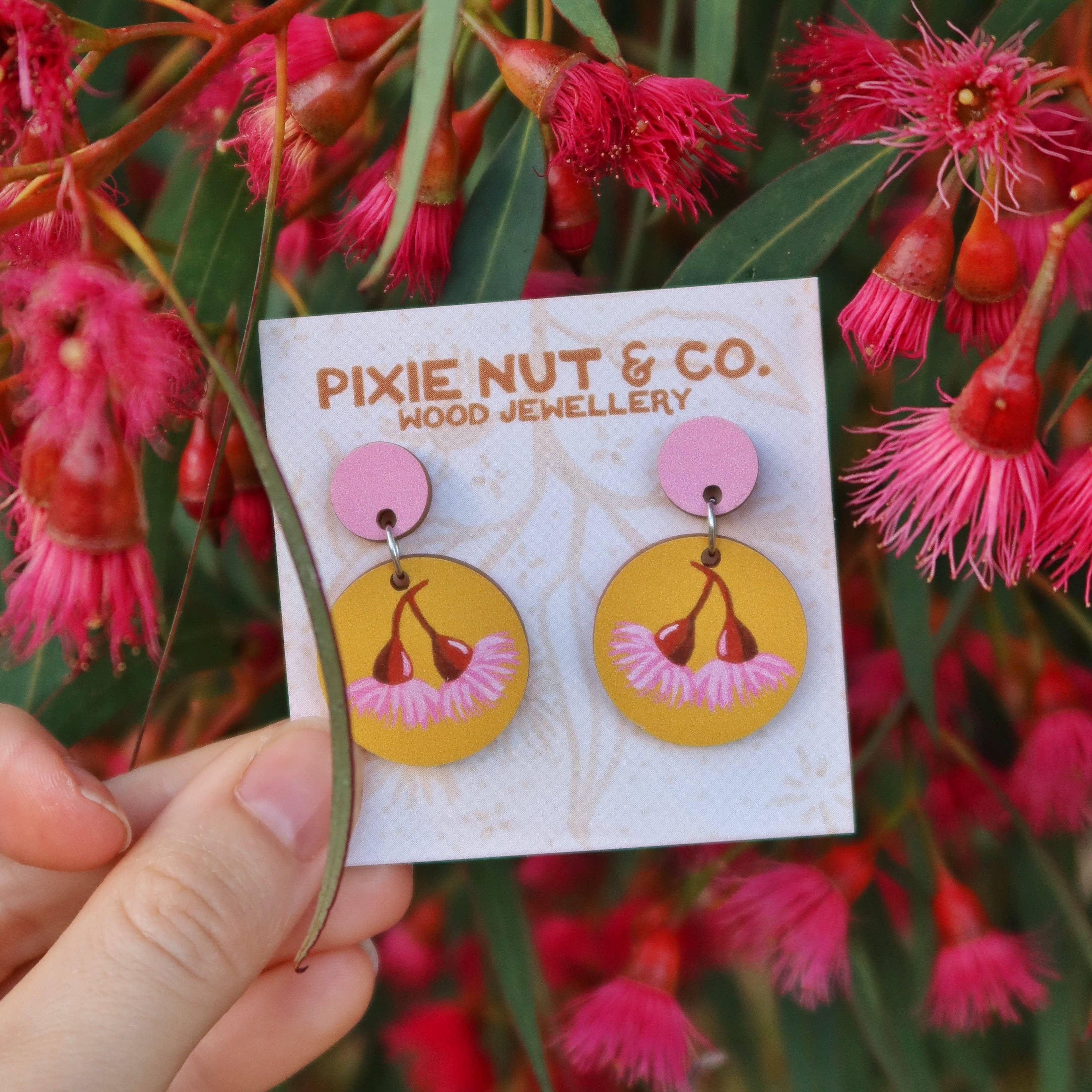 Pixie Nut & Co. - Wholesale Dangle Earrings - Gum Blossom Australian Wildflower Earrings1