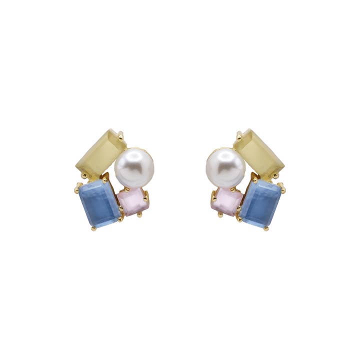 Tanzanite Luara Multi Stone Stud Earrings for wholesale on Faire
