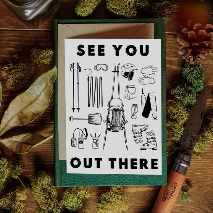 Ski Tour - Greeting Card for wholesale by Brittany Finch Art