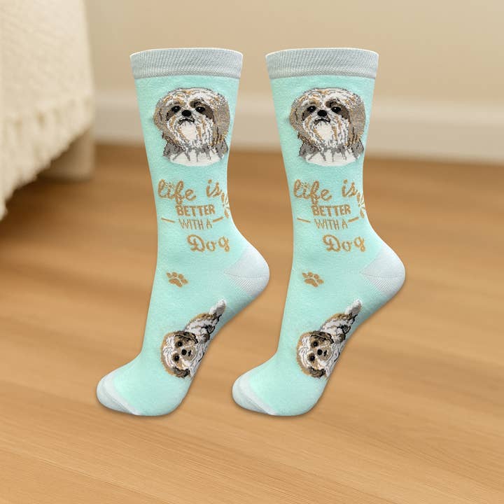 E&S Pets - Wholesale Socks - Unisex - Tan Shih Tzu Dog Socks - Fun Novelty Crew Socks - Unisex2