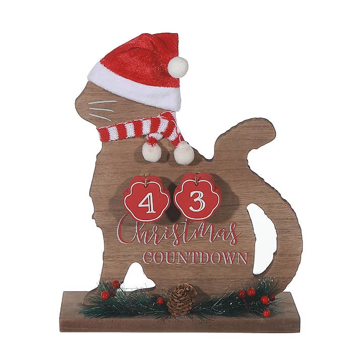 Calendario de madera con forma de gato y cuenta regresiva para Navidad para venta al por mayor de IH Casa Decor