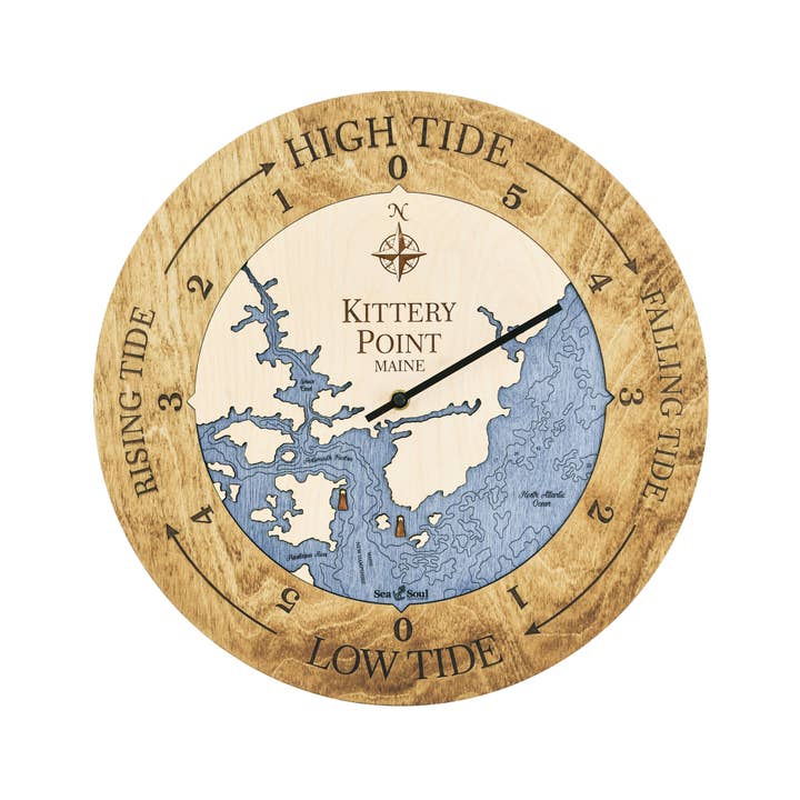Sea & Soul Nautical Chart Art - Vente Horloges murales - Carte de profondeur d'eau de la côte du Maine69