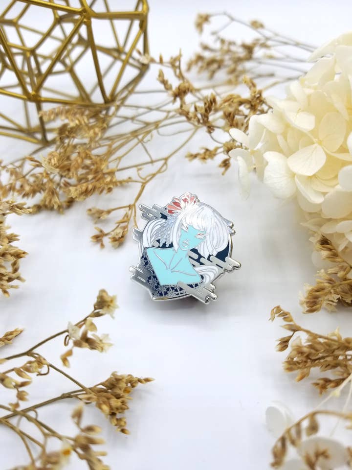 Yukionna Hard Enamel Pin for wholesale by Saiyre Illustration and Design