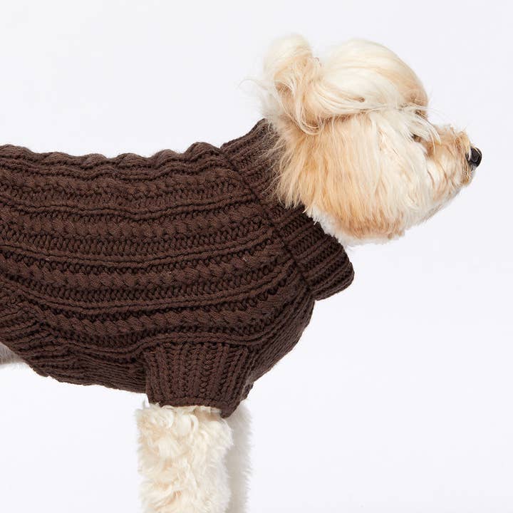Sebastian Says - Wholesale Pet jumper – Dog - Merino Wool Cable Knit Dog Sweater - Brown6