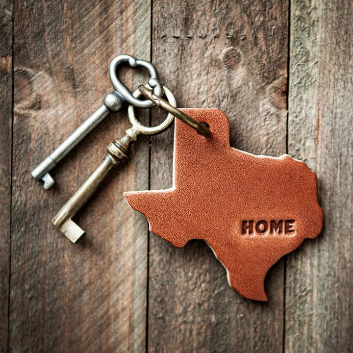 Texas Silhouette Home Leder-Schlüsselanhänger Texas-Stil für den Großhandel von Sugarhouse Leather
