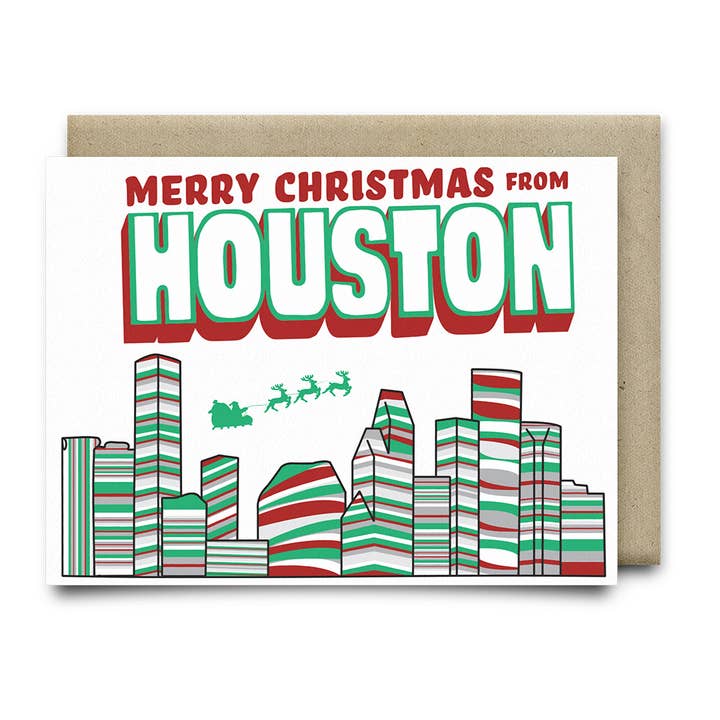 Vrolijk kerstfeest Houston gestreepte skyline voor wholesale door Anvil Cards