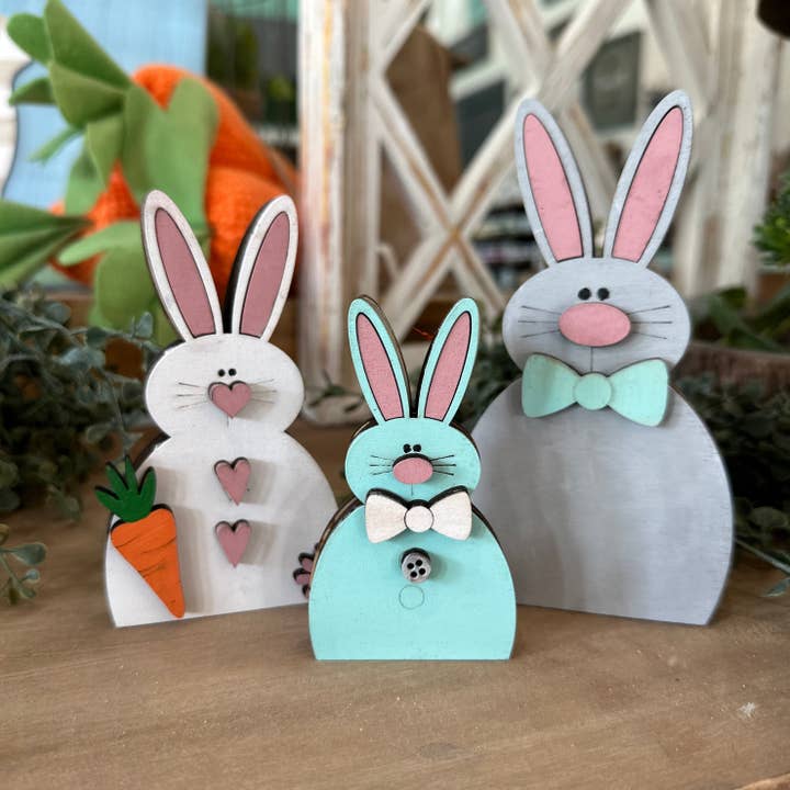 Kanintrio Familj 3D Hyllsittare P2316 för wholesale av Paisley Grace Makery