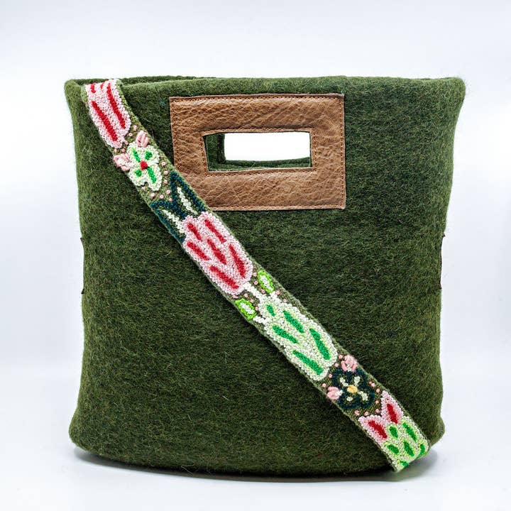 Fibres of Life - Wool & Felt - Wholesale Tote Bag - Women's - Felt & Leather Tote w/ Strap | Crossbody Bag | Wool Tote Bag1