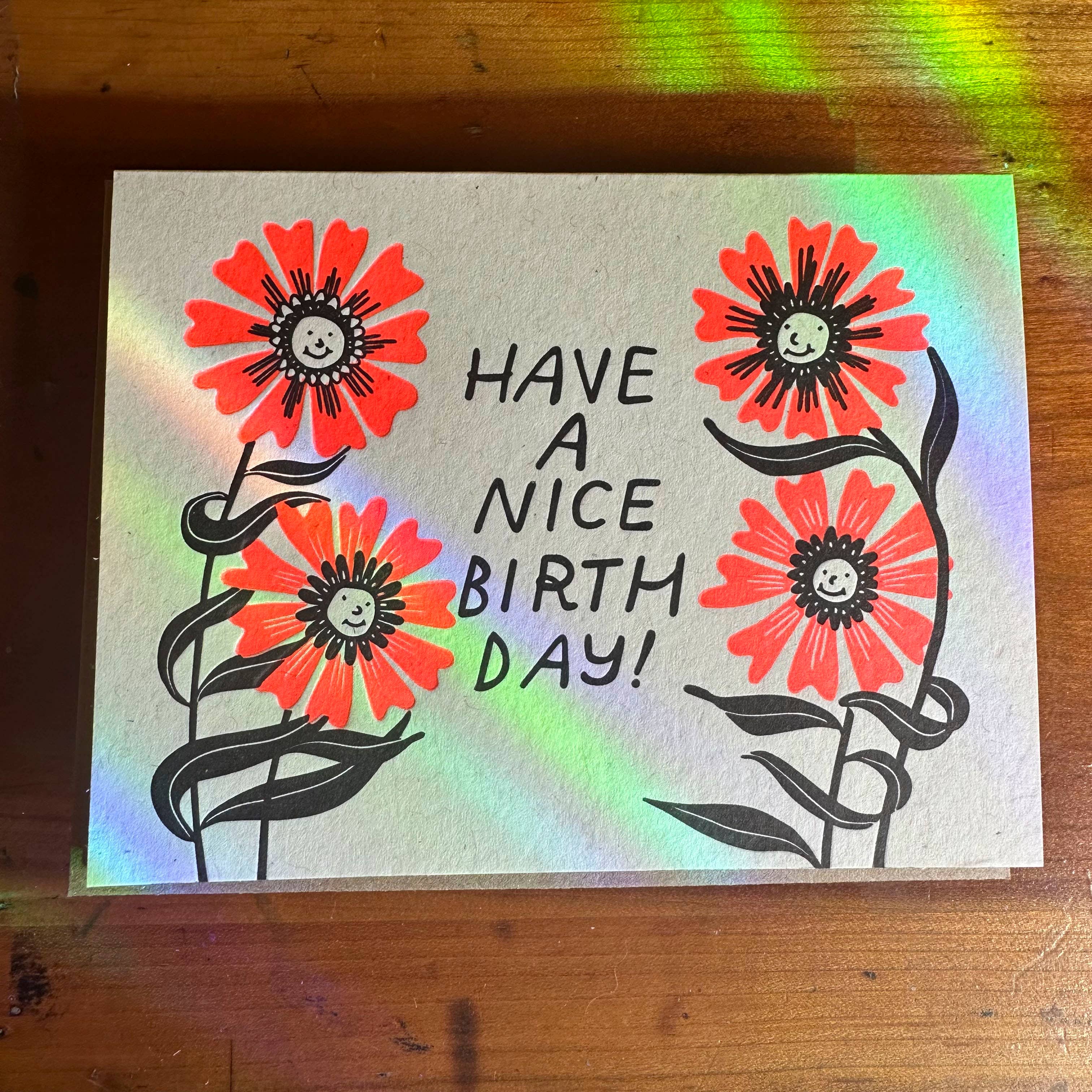 Ratbee Press - Wholesale Birthday Card - Birthday Flowers Letterpress Card3
