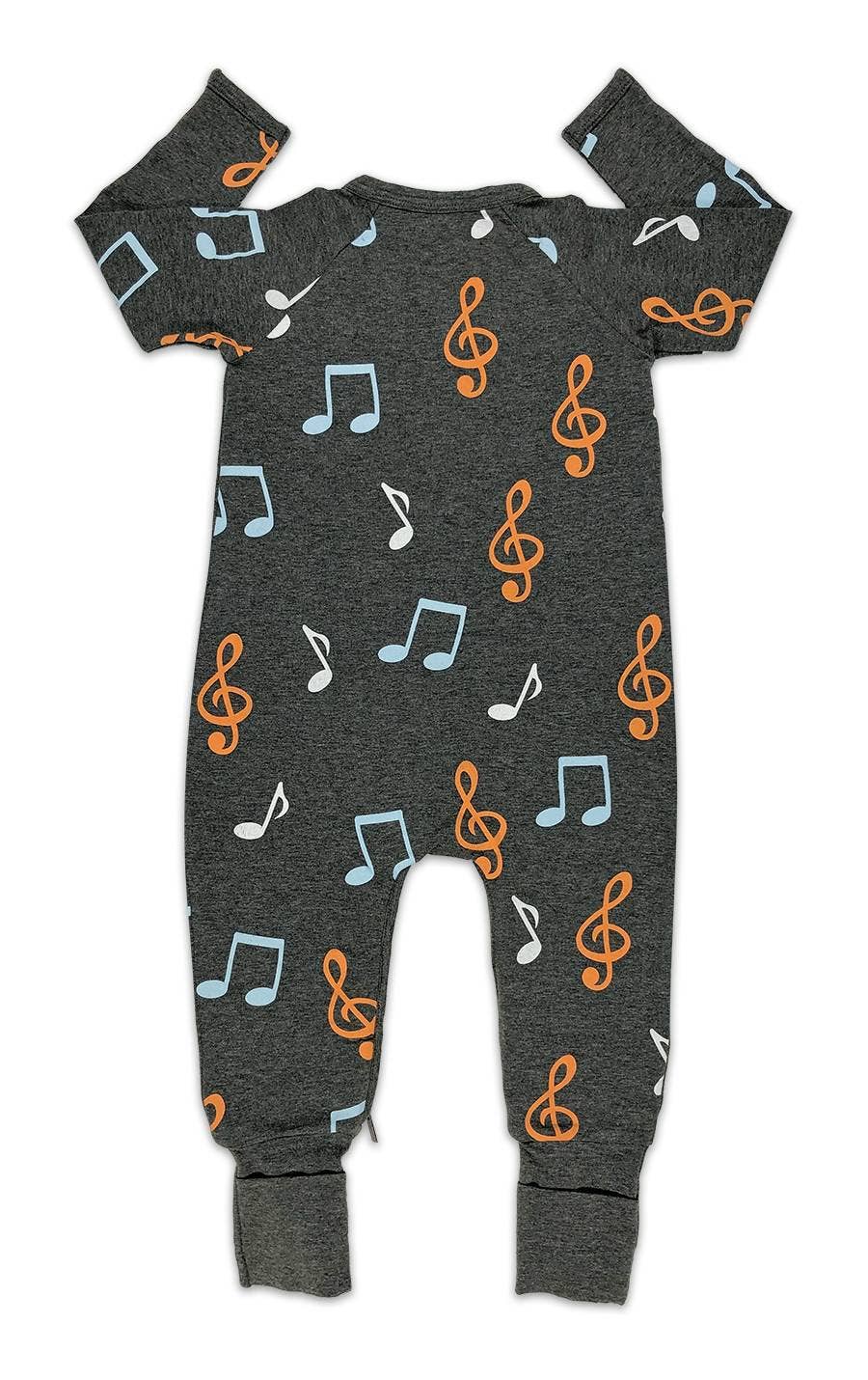 Good Luck Sock - Wholesale Sleepsuit - Baby - Music Notes, Gray Baby Pajamas1